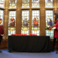 Girls Lay Wreath During Armistice Assembly